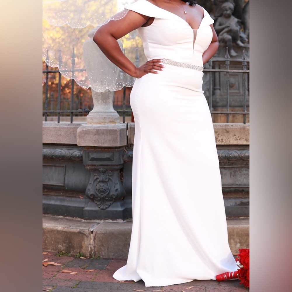 Elegant White Gown with Silver Accents